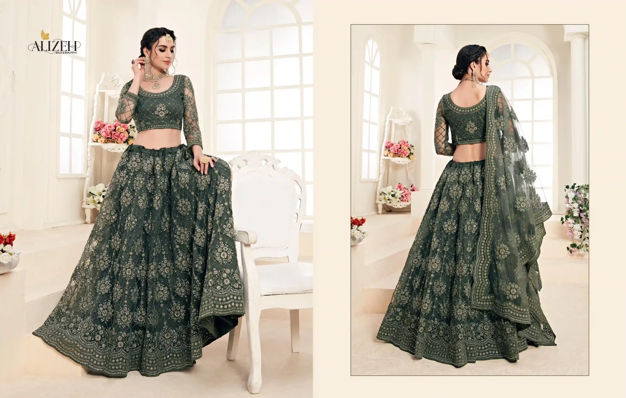 Alizeh Heritage Hit Series D.No 1004 Colors Butterfly Net Wholesale Lehenga Catalog — Wholesale Lehenga, Alizeh wholesale from Surat — Photo 5